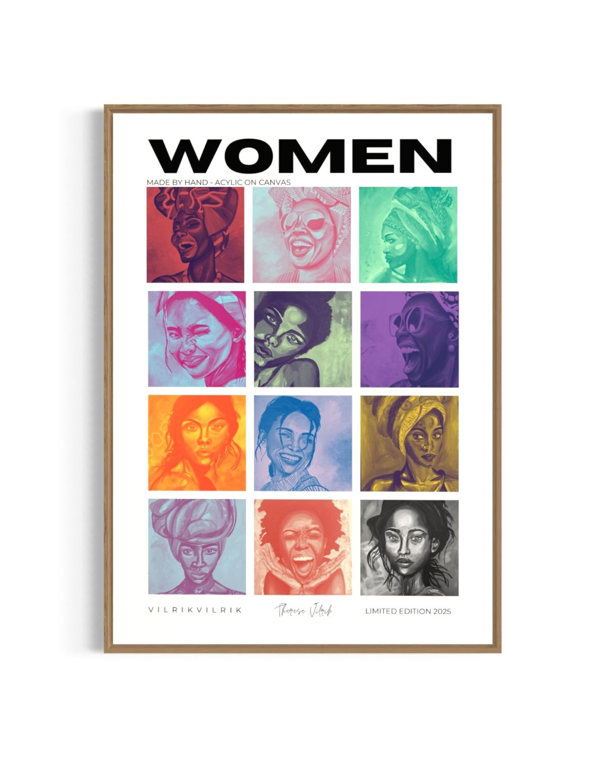 Farvestrålenede plakater af kvinder fra hele verdenen til det nordiske hjem